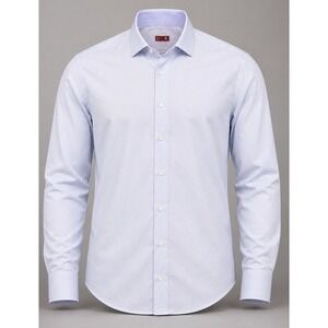 RCI By Tom James Mens Dress Shirt XL Tall Cotton Blue Check USA MOP Buttons